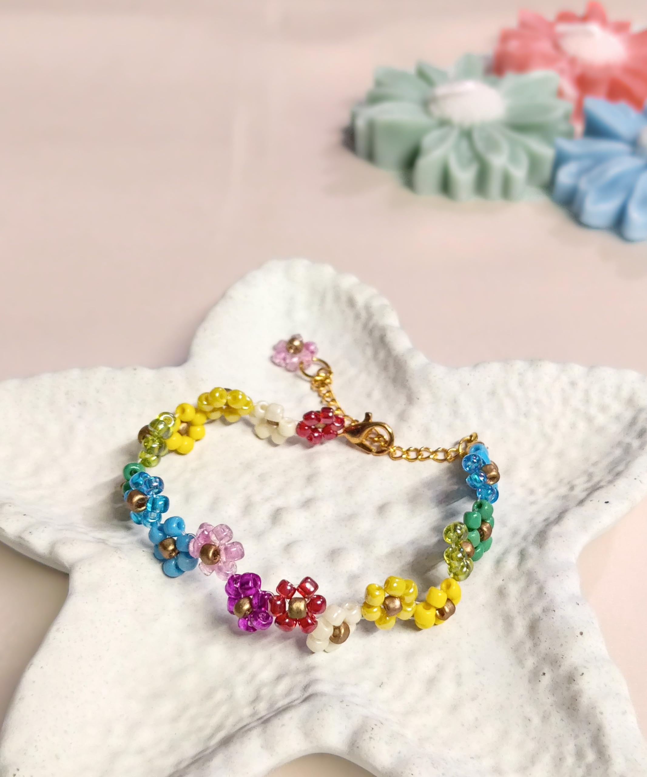 Sajora Candy Bloom Multicolor Flower Bracelet